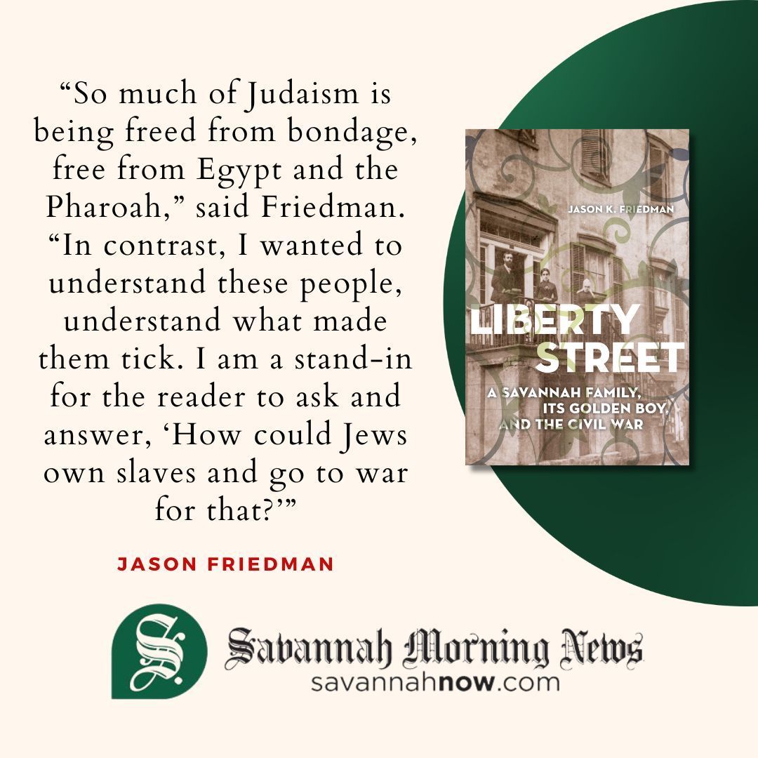 Jason Friedman talking LIBERTY STREET with @savannahnow!

#jewishbooks #southernhistory #historybook #jewishhistory #savannah
