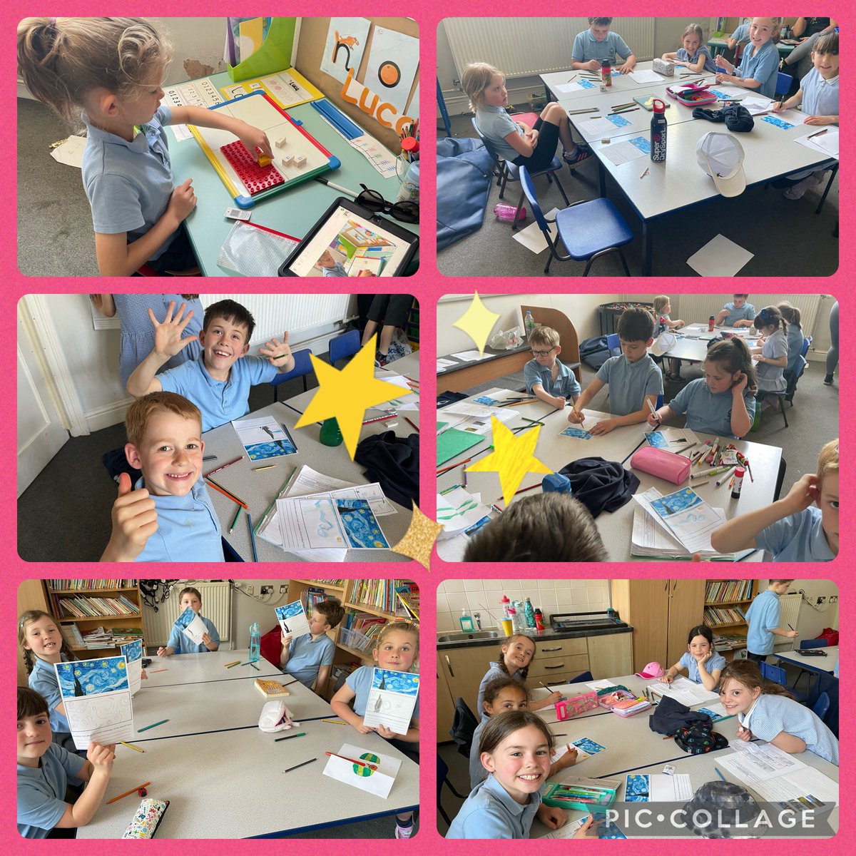 3C yn brysur yn datblygu eu sgiliau celf drwy efelychu llun ‘The Starry Night’ gan Vincent Van Gogh! Ymdrech arbennig! #hergyg 
3C have been busy developing their artistic skills by emulating the photo ‘The Starry Night’ by Vincent Van Goch. Great effort! #gygchallenge