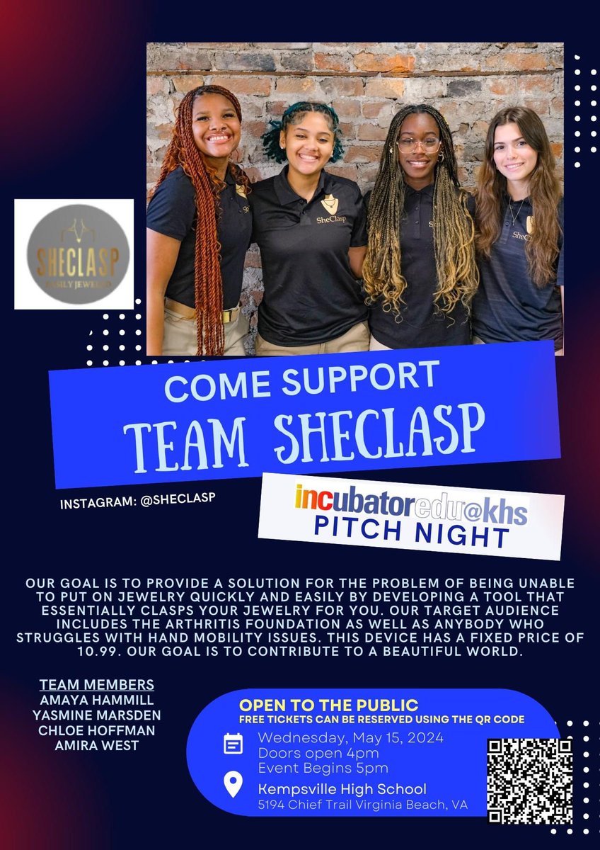 Come out on May 15 to see  SheClasp pitch for their share of $25,000 start up funding! Grab your tickets and be there to support these student entrepreneurs: gofan.co/event/1501334?…  #EBAProud