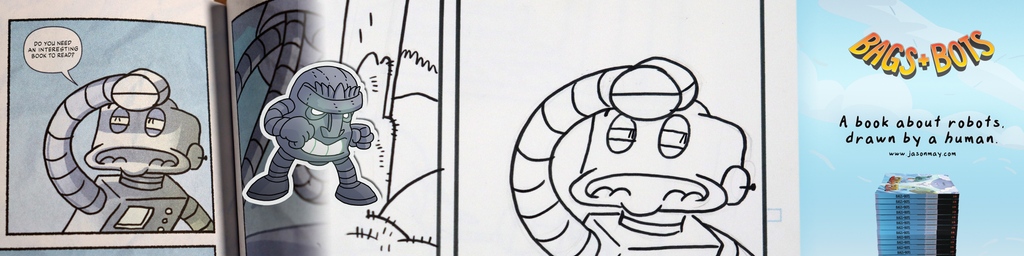 Calling all bookworms (both big and small)!   "Bags and Bots" is bursting with vibrant characters like these, perfect for sparking imaginations of all ages!

#kidslovecomics #graphicnovel #robotart #bookworm #parents