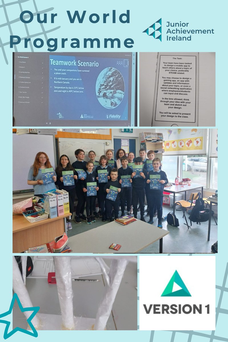 Well done @version1 volunteer Gillian Hickey for delivering the ‘Our World’ programme to Ahiohill NS students. They explored skills in Science, Technology, Art , Engineering and Maths and the important role they play in the future of our world. #BelieveInScience #FidelityIreland