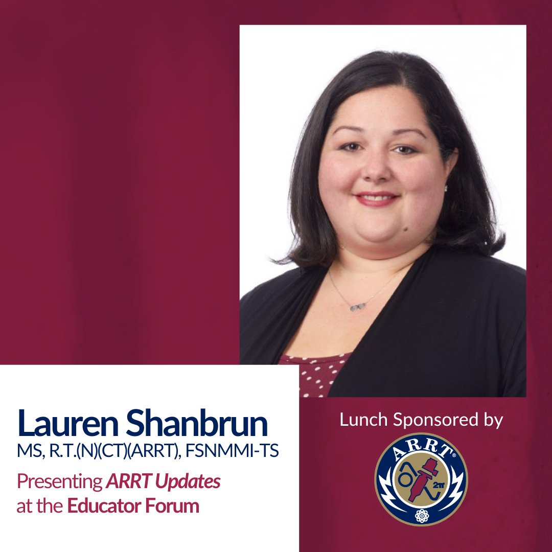 Educators and Program Directors, join us for the Educator Forum at the #SNMMI Annual Meeting to hear Lauren Shanbrun, MS, R.T.(N)(CT)(ARRT), FSNMMI-TS present about simplifying processes for doing business with #ARRT. Come for the updates and stay for the ARRT sponsored lunch!