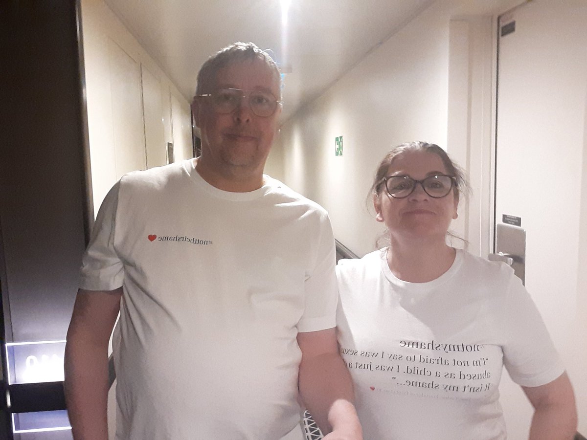 Together with survivor's across the globe including uk both my fiance wore our tee-shirts in unison with the globe awareness day May 1st in the Norwegian fjords. 🇳🇴 Such a powerful moment for me having been supported by my soul mate @notmyshameuk❤