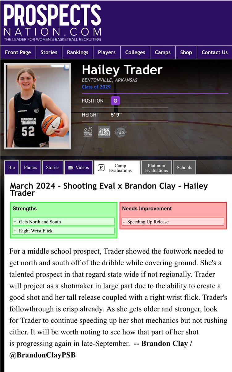 Brandon Clay Consulting Evals | #BClayConsulting | Powered by @bclayscouting ‘29 G Hailey Trader (AR) proved herself as a shotmaker in Tulsa. Gets North & South ✅ Shooting Wrist Flicks ✅ THE PROGRAM: peachstatebasketball.com/brandon-clay-c…