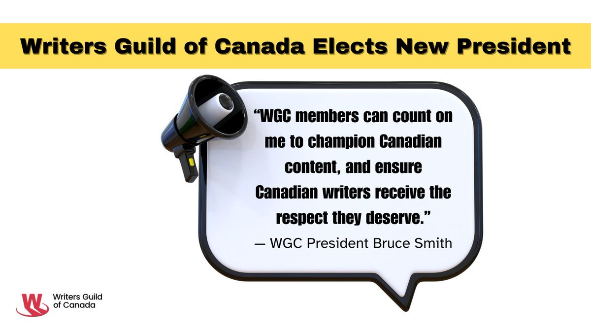 The WGC is pleased to announce writer/showrunner Bruce Smith is the new president, elected by WGC council to serve the 2,500 members of the Guild from May 1, 2024, to April 30, 2026. See link for more details! #screenwriters #cdnscreenwriters wgc.ca/sites/default/…