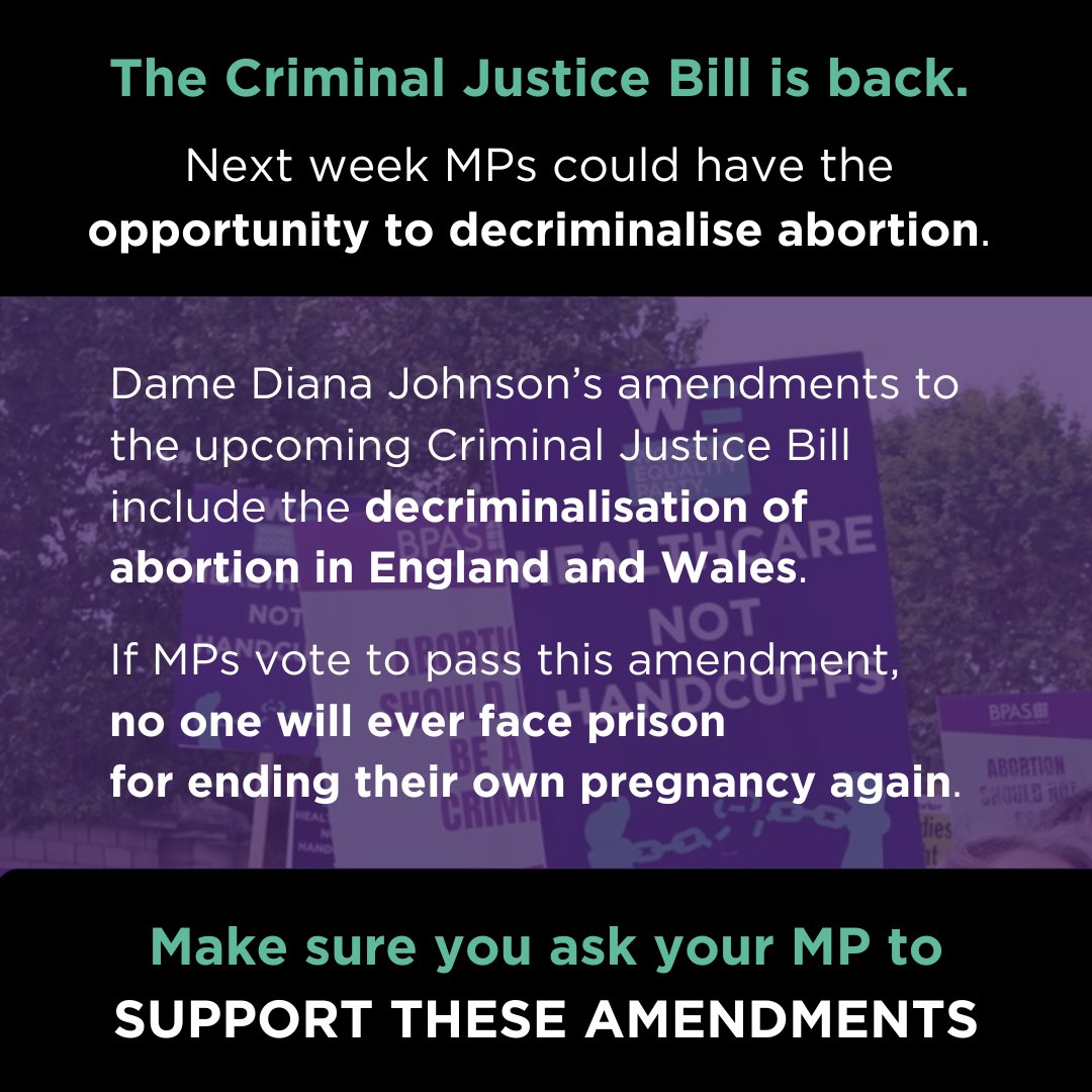 Tell your MP to support the amendments to decriminalise abortion next week! Already written? Write again! womensequality.org.uk/abortion_amend… - England and Wales womensequality.org.uk/abortion_amend… - Scotland