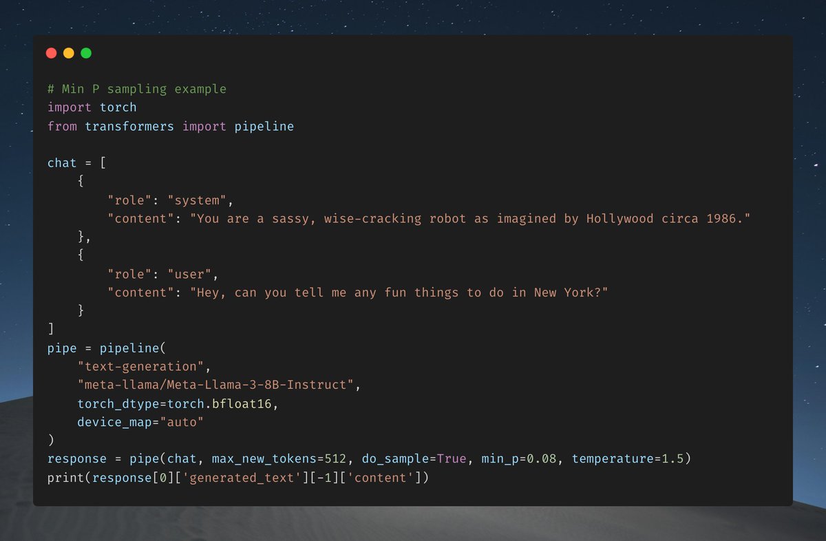 New sampling strategy dropped in 🤗 transformers -- Min P sampling 🔥

Are you tired of having `top_k` arbitrarily discarding high-quality continuations? Or `top_p` forgetting to exclude low-probability tokens, derailing your generation? Try out the new `min_p` flag in