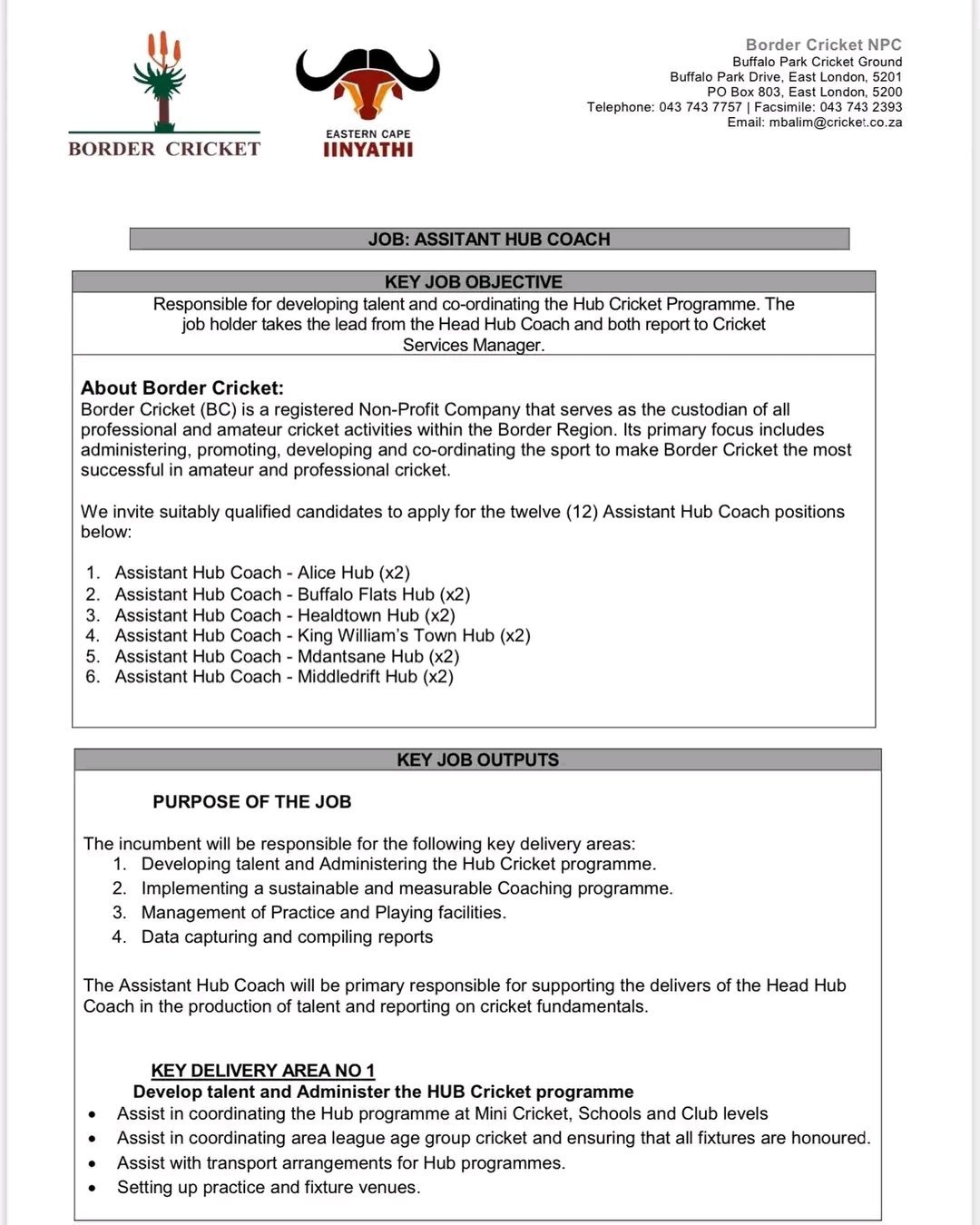 Buffalo City Insider on X: &ldquo;#VacancyBCM 💯 Vacancies at Border 