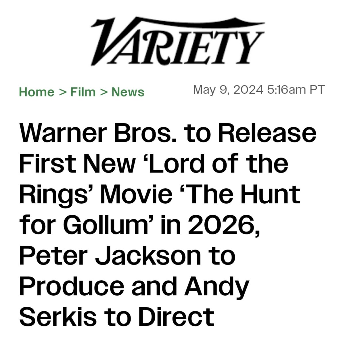 I can't help but think that Peter Jackson is turning into the Peter Rogers of Tolkein's movie world. One brilliant, era-defining trilogy followed by another bloated triumverate & TV show is now coming back for more preciouses?! #TheLordoftheRings #PeterJackson #Gollum