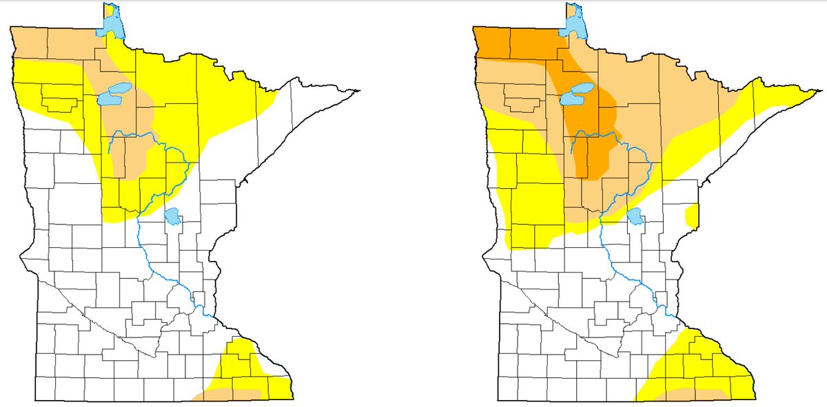 Severe drought disappeared from Minnesota due to rains statewide in the last week, according to the latest @DroughtCenter update. Moderate drought conditions remain in the NW part of the state and in a sliver of SE MN.

ℹ️ droughtmonitor.unl.edu/CurrentMap/Sta…

#MNAg #MNWx