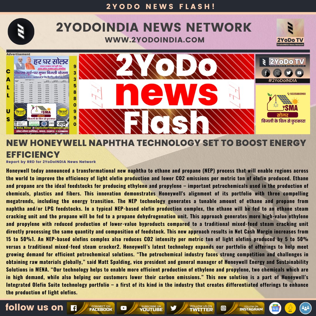 NEW HONEYWELL NAPHTHA TECHNOLOGY SET TO BOOST ENERGY EFFICIENCY

For more news visit 2yodoindia.com

#2YoDoINDIA #Honeywell #NAPHTHATECHNOLOGY #ENERGY