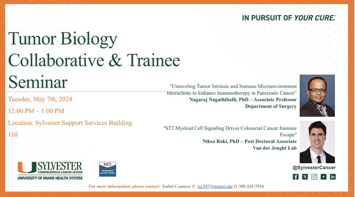 nagarajns's tweet photo. It was a privilege to discuss our #Pancreatitis to #PancreaticCancer work #NagLab at Tumor Biology @SylvesterCancer, explore future directions with colleagues, trainees engaged in immune wrk, & participate in insightful discussions. @umiamimedicine @UMJMHSurgery @UMiamiHealth https://t.co/SkQx6GrtC3