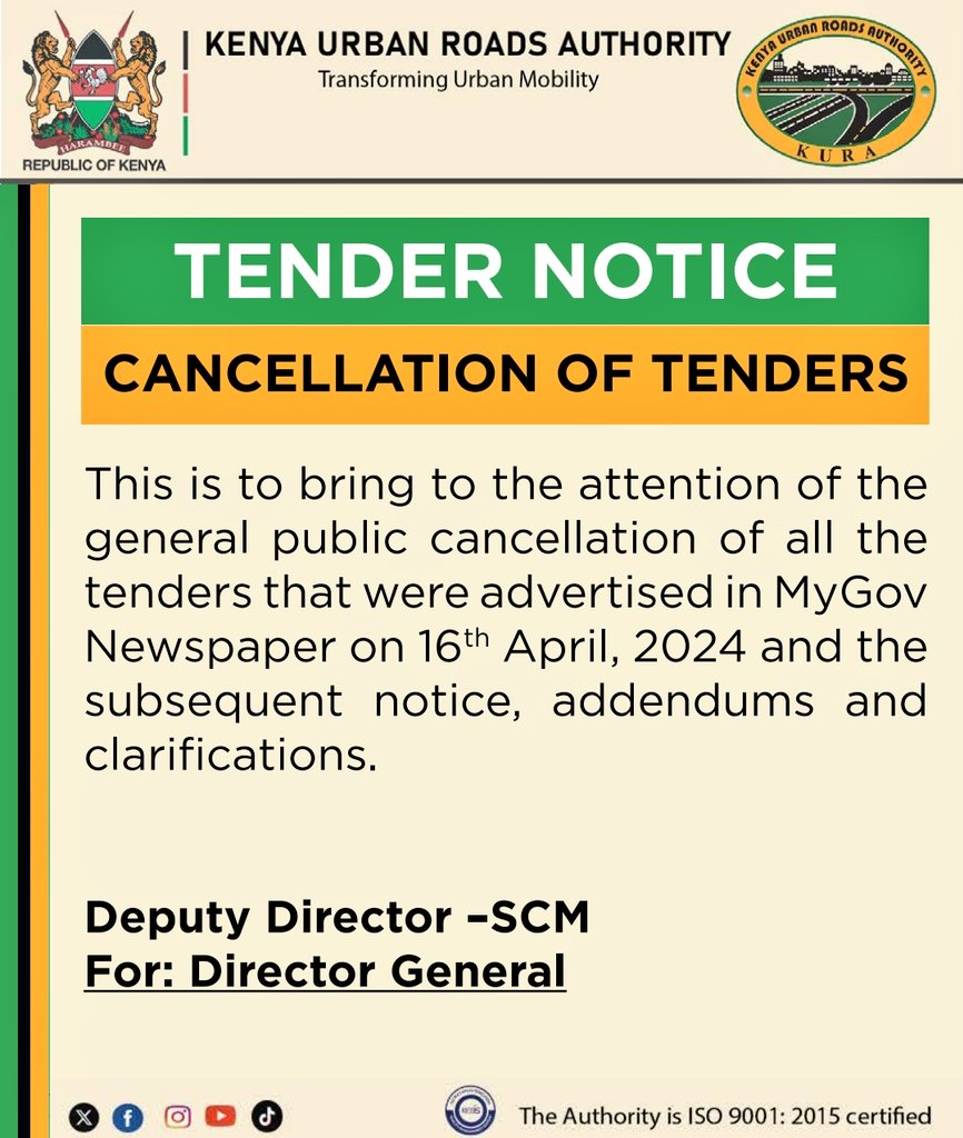 We note the valid concern regarding the cancellation of recent tenders. The cancellation was necessitated by the unprecedented damage by the current heavy rains which has greatly affected the condition of many roads. The roads will be done but after a new scoping which takes…