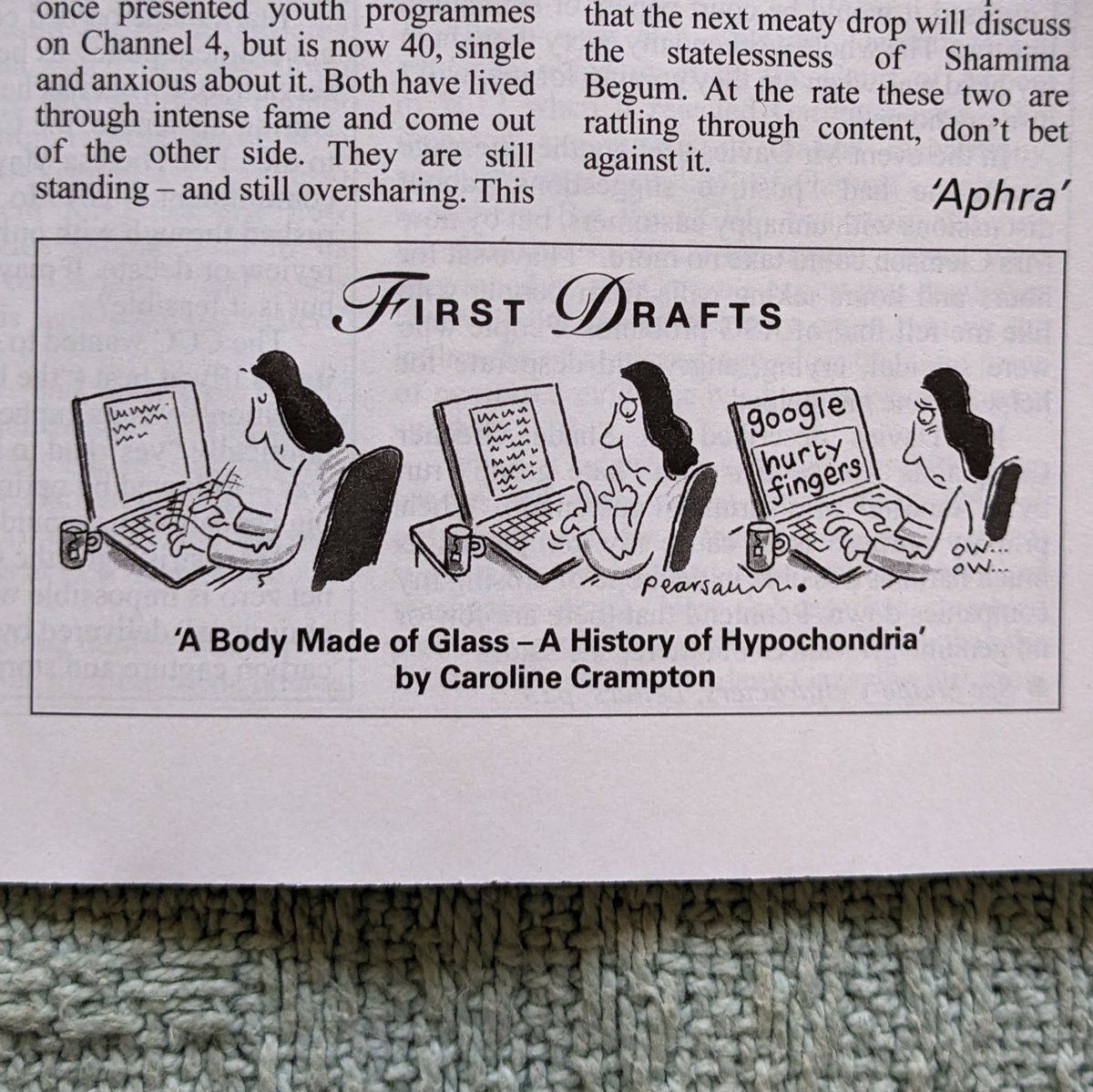 I'm a cartoon in Private Eye this week?! That's not something I ever thought I'd be able to say. And it is really quite accurate — that is something I would google...