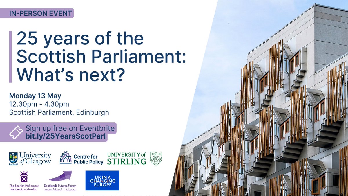 We're looking forward to welcoming everyone to @ScotParl next week for our event with @scotfutures 📣 📍25 years of Scottish Parliament: What's next? Supported by @ukandeu and in partnership with @Scotpolarchive (@StirUni). #ScotParl25