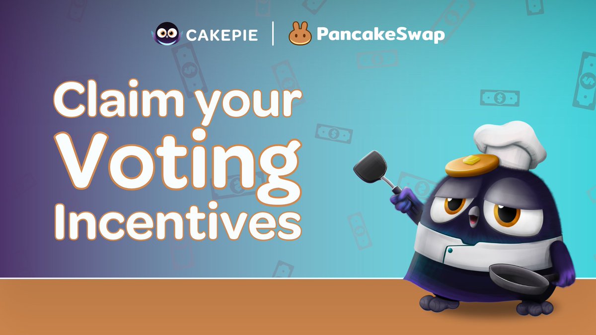 Time to collect your voting incentives from the last epoch!💸 The rewards from the @Cakepiexyz_io voting market are waiting to be claimed by voters.📦 Get your share now:⬇️ pancake.magpiexyz.io/claim