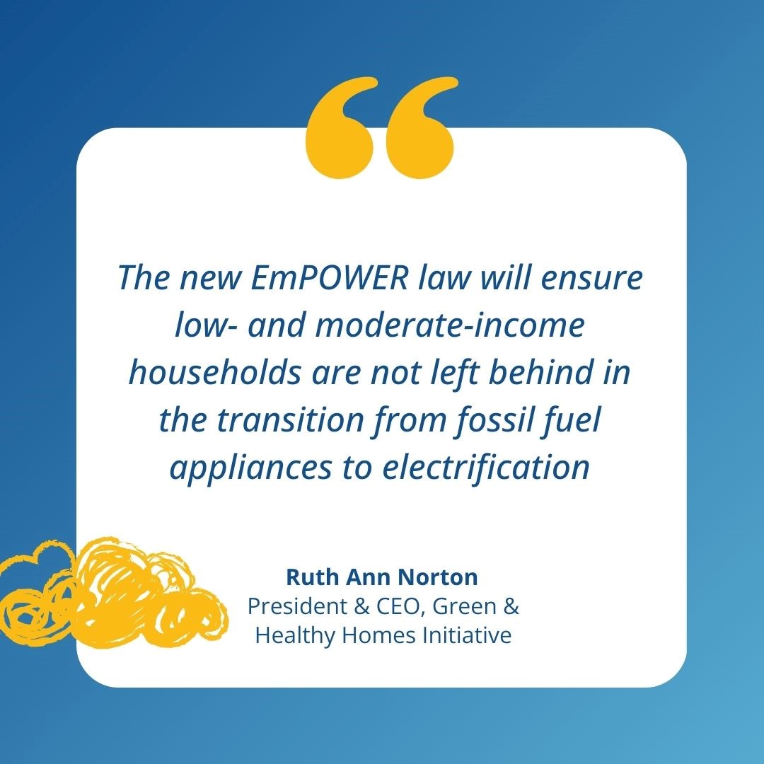 Cheers to @GovWesMoore for signing the EmPOWER Energy Efficiency Act into law. The new law will cut pollution, save money, and ensure low- and moderate-income households are not left behind in the transition to electrification, putting Maryland one step closer to achieving its