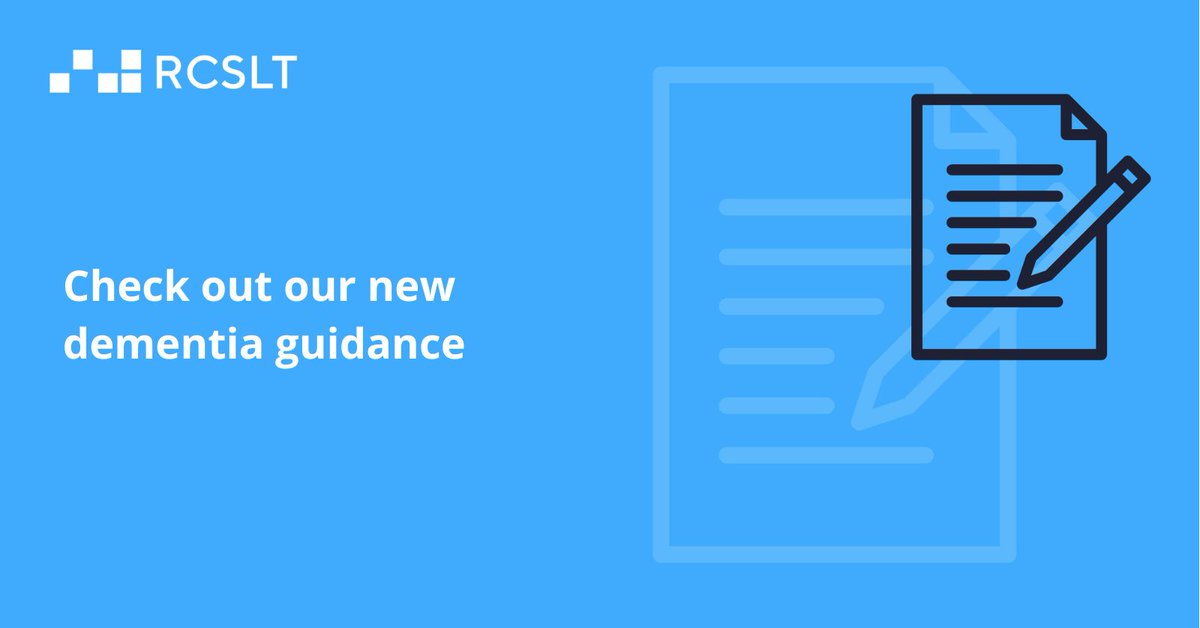 Ahead of Dementia Awareness Week, we have published new guidance, resources and a position paper to support SLTs working with people with dementia. The guidance highlights best practice, provides practical guidance and signposts to other resources.
🔗 rcslt.info/dementiaguidan…