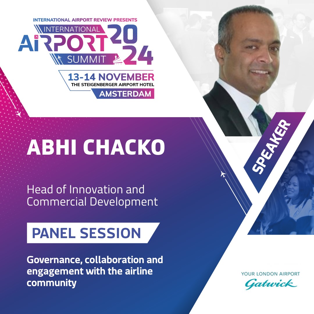 📢 Exciting News! 🎉 Abhi Chacko, Head of Innovation at London Gatwick, will speak at our International Airport Summit! Ready to network with Abhi and other leaders? Find out more: obi41.nl/2s3vnbbc #IAS2024 #AirportSummit #AviationInnovation #IndustryLeadership