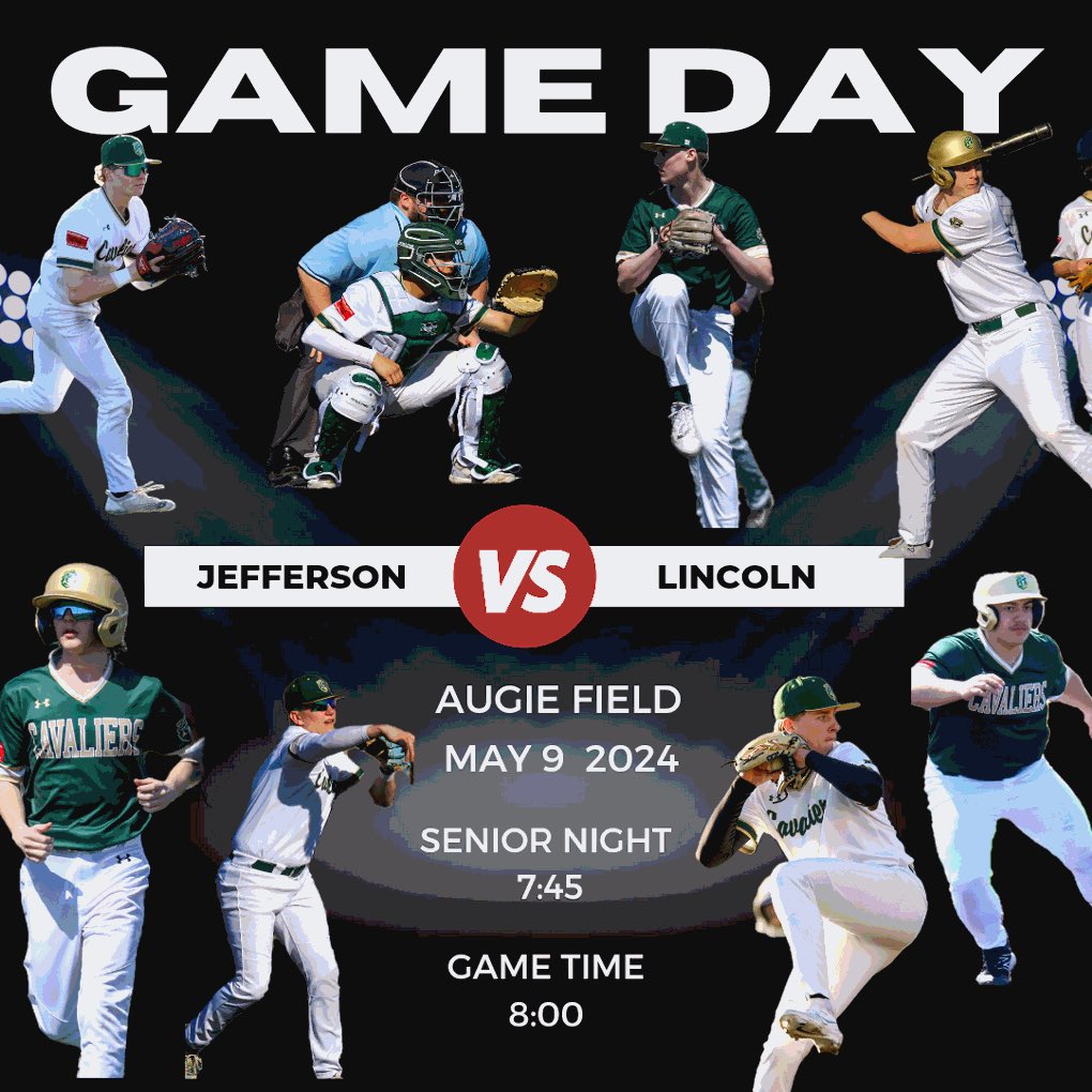 Rise and Shine its Senior Night time. Come on out and support our 8 Seniors. Introductions at 7:45ish
🆚 <a href="/SFJeffersonBsbl/">SF Jefferson Baseball</a> vs <a href="/LHSbaseballSF/">LHS Baseball</a> 
🗓️Thursday
⏰ Varsity 8:00
📍Augustana University
🏟️Ronken Field 
🎥 web.gc.com/teams/wrmDvn3d…