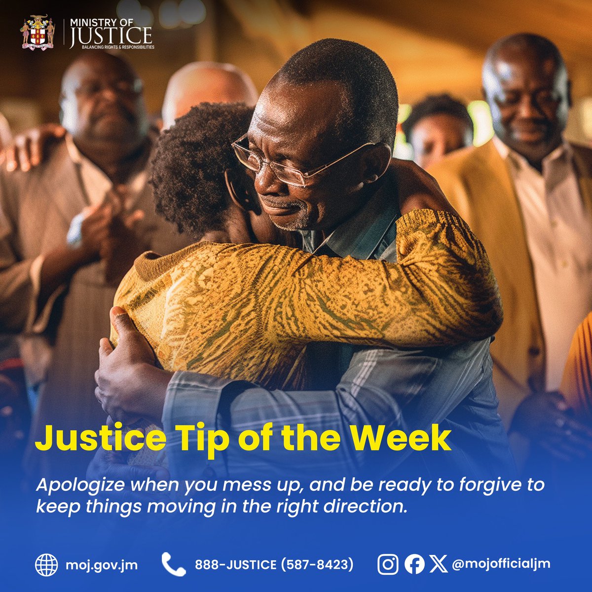 Say sorry fi yuh mistake dem, an' show seh yuh willing fi forgive an' forget. 

#JusticeforPeaceandHarmony #RestorativeJustice #JusticeTips #JusticeTipoftheWeek #ForgiveandForget