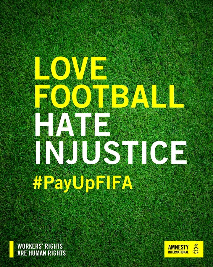 🚨 #FIFA should immediately publish & act on a review—approved by FIFA's Council in March—which recognizes @FIFAcom's responsibility to remedy abuses endured by migrant workers delivering the 2022 #Qatar World Cup. #PayUpFIFA Read the @amnesty report ⬇️ amnesty.org/en/latest/news…