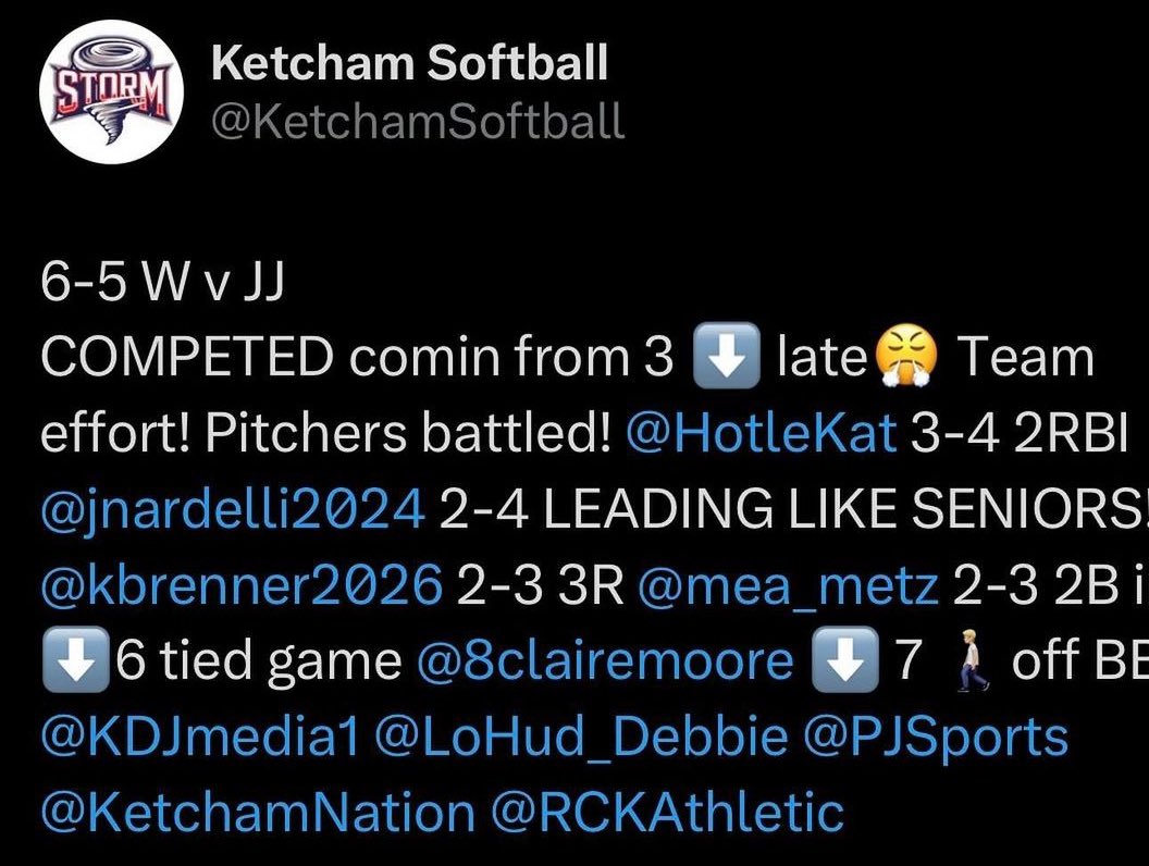 mea_metz's tweet photo. Great game vs Jay yesterday! We fought the whole time! Went 2-3 with a single and a double and tied the game in the 6th!
@KetchamSoftball 
@MorgansMessage https://t.co/tkPV6TglxM
