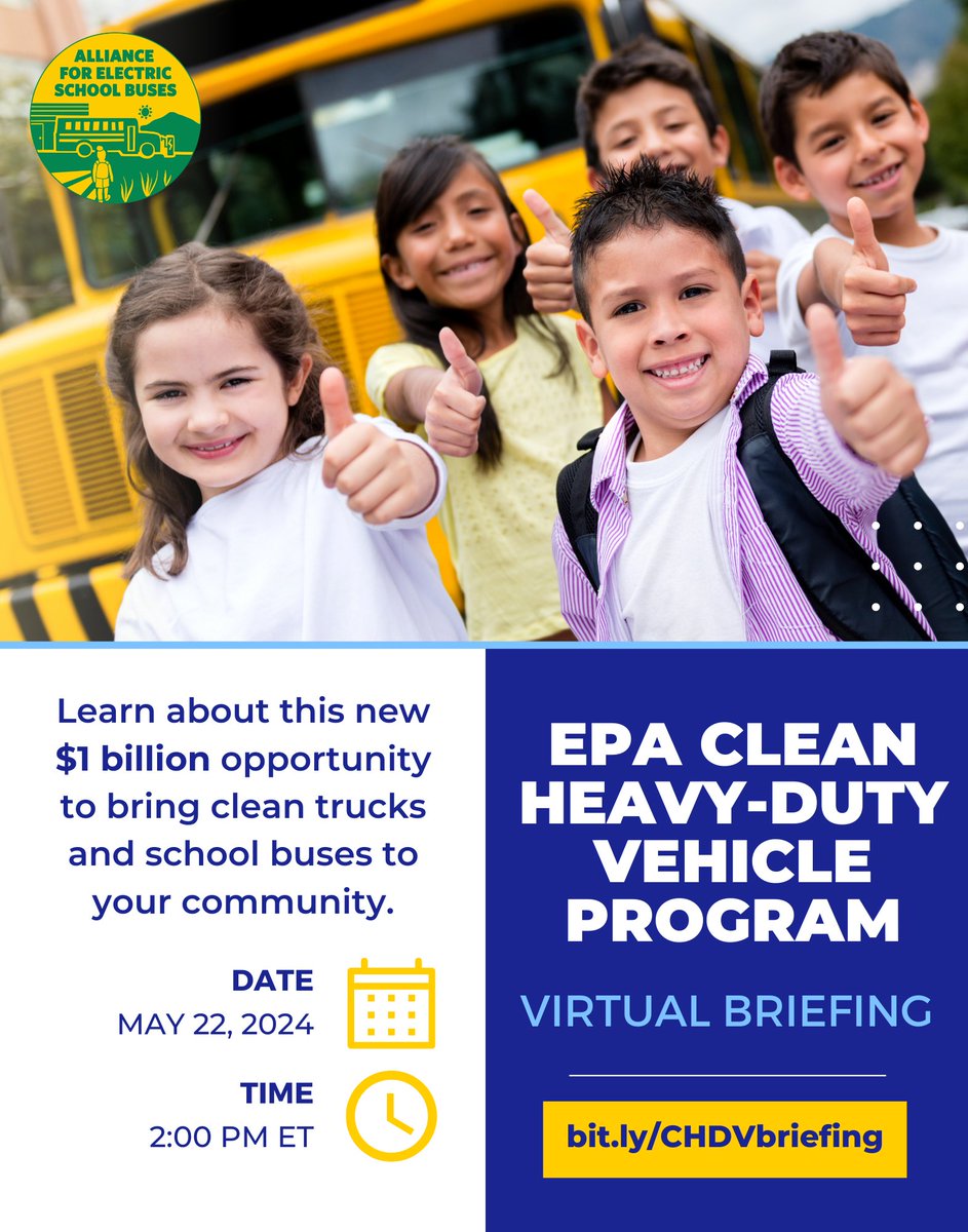 Attention @PublicSchoolSup & @Florida_ALAS: Check out this virtual briefing on the @EPA Clean Heavy-Duty Vehicle Program for info on electrifying your school bus fleet! You won't want to pass up this funding opportunity to bring a #CleanRide4Kids to your district!…