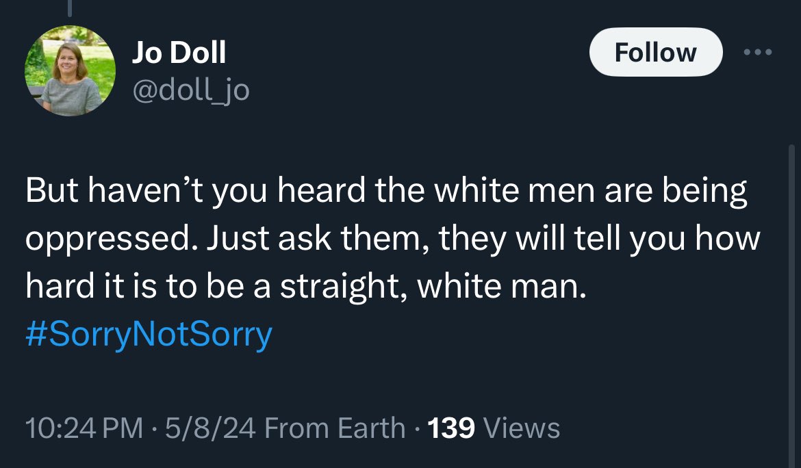 Is there some rule about blatant racism by #moleg house representatives?

Jo Doll is not okay, and in no way fit to serve.

Try replacing white for black, or straight for gay and see how it sounds.

@WebsterGrovesSD @webstergroves continues to choose Ms. Doll to represent them 🤡