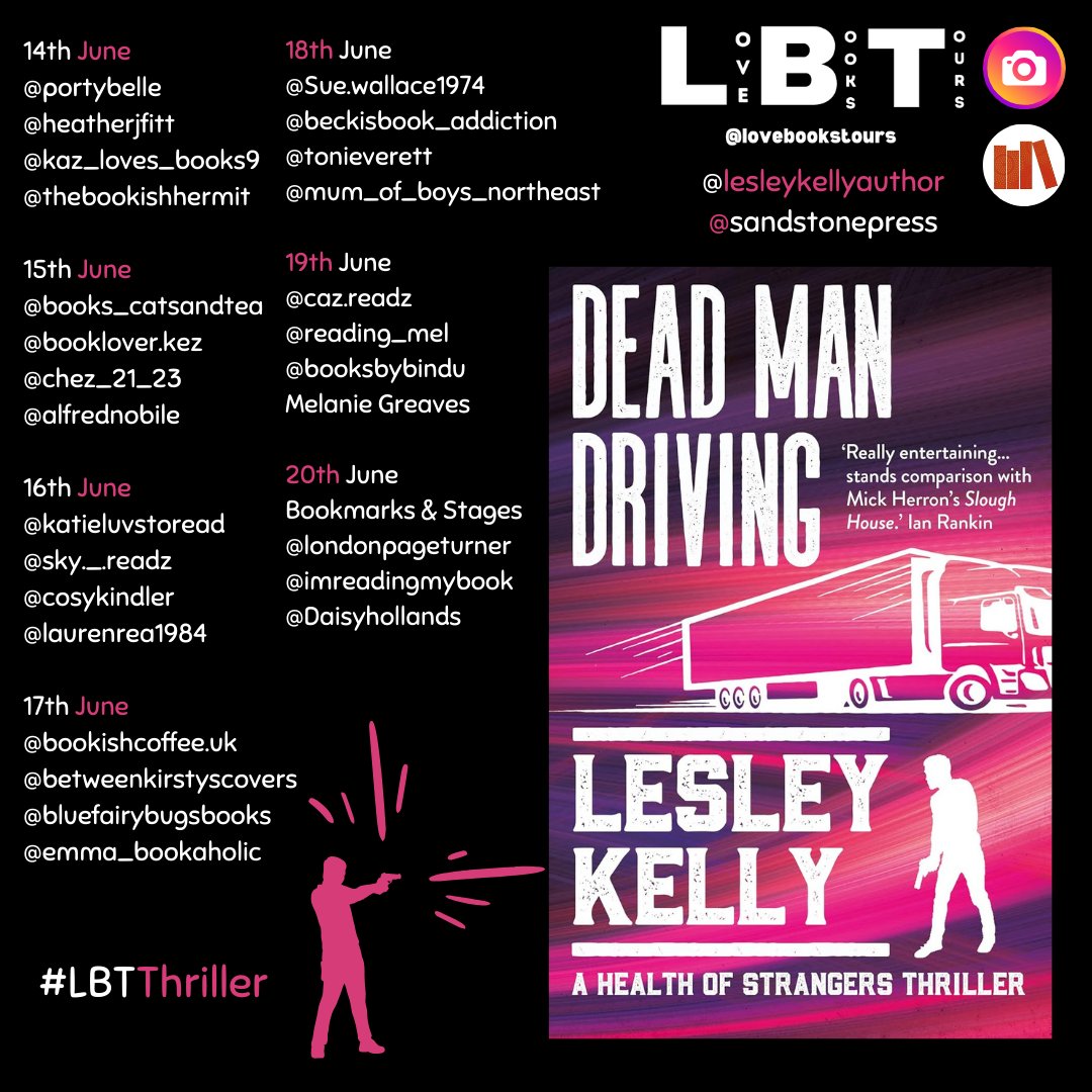 This JUNE follow the  #virtualbooktour for 

Dead Man Driving by @lkauthor 
UK Book Tour: 14th - 20th June
Genre: Thriller
Pages: 306
Publisher: @sandstonepress 

Follow the tour over on our Instagram and TikTok. instagram.com/lovebookstours