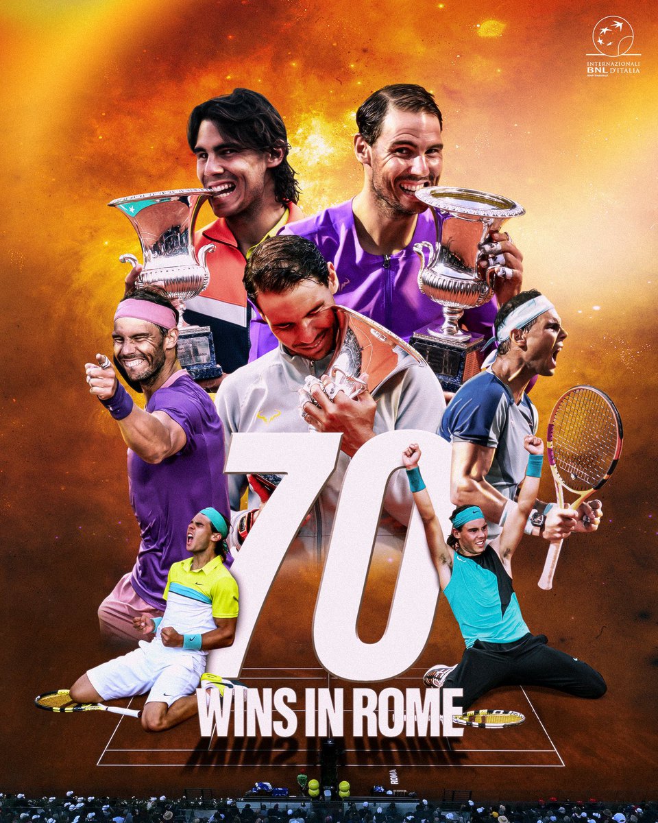 7️⃣0️⃣ Wins in Rome! VAMOS @RafaelNadal! 📸: @InteBNLdItalia