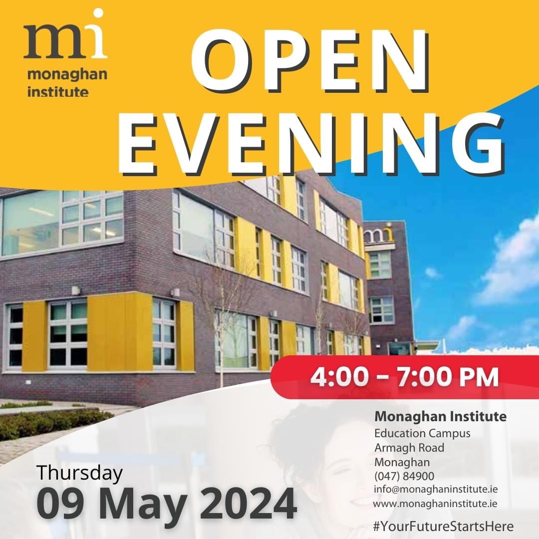 Looking forward to meeting you this evening from 4pm - 7pm @MonaghanInst 

If you’re a school leaver, want to up-skill or retrain come along tonight to chat with staff and take a tour of the campus.

#leavingcert2024 #GenerationApprenticeship #engineering #earnasyoulearn