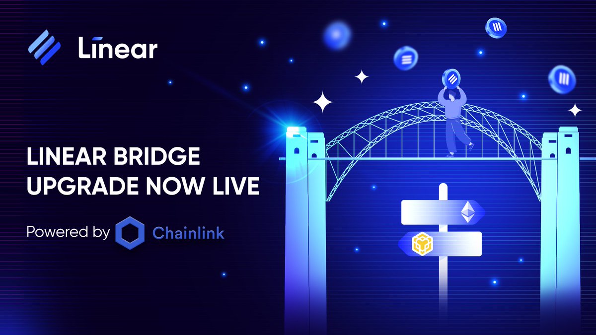 🌉 New Linear Bridge Update! We've supercharged the #LinearBridge with @chainlink's CCIP, launching a new era of faster, safer, and more reliable cross-chain transactions. 🚀 🔒 Powered by Chainlink’s trusted oracle network, the CCIP offers additional layers of protection and