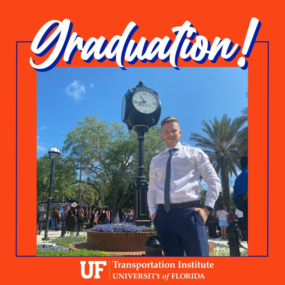 Congratulations to Orestis Karamouzis on graduating with a M.S. in civil engineering/transportation. Orestis will continue on for his PHD at the #GatorNation with Dr. @ElefterLily  working with arterial weaving operations & lane changing analysis. 🎉🎓🐊

#GoGators #UF2024
