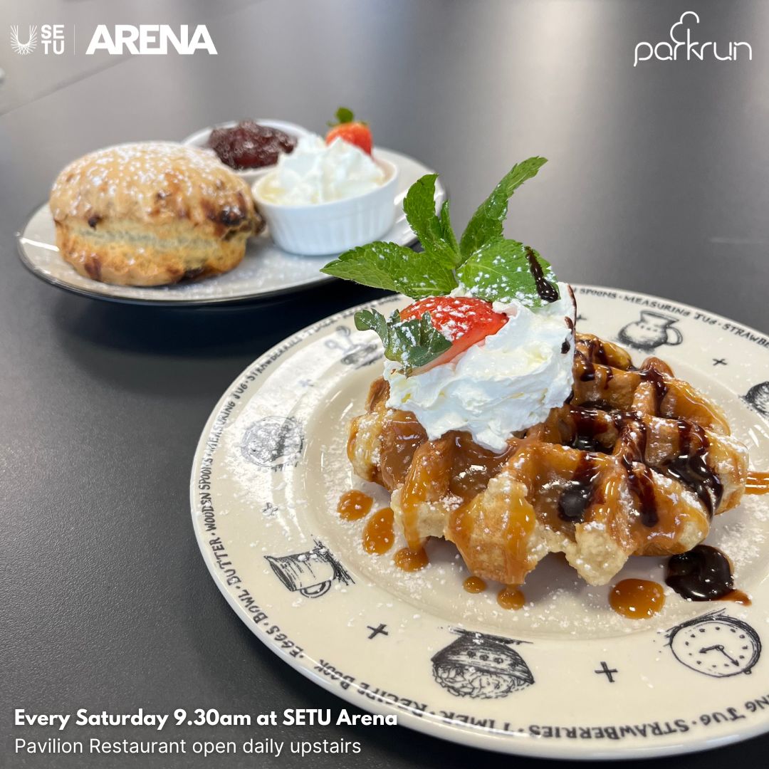 Start your weekend off with a burst of energy at the SETU Arena Parkrun taking place every Saturday at 9:30 am. 🏃‍♀️

Enjoy a post run breakfast, baked sweet treats and freshly brewed coffee upstairs at the Pavilion Restaurant ☕

#SETUArena #Parkrun #PavilionRestaurant