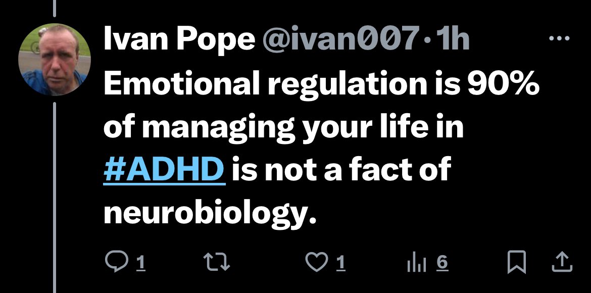 Here is an ableist view of emotional regulation and #ADHD. I have blocked him. Tired of arguing and trying to explain.