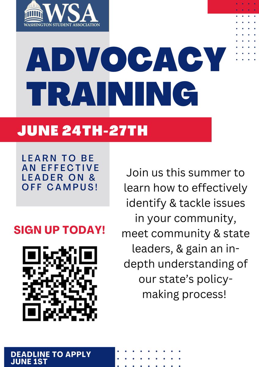 Join WSU GPSA this summer to learn how to effectively identify and tackle issues within our community while also meeting community and state leaders. You can gain an in-depth understanding of our state's policy-making process and help advocate for graduate students. #WSU #GoCougs