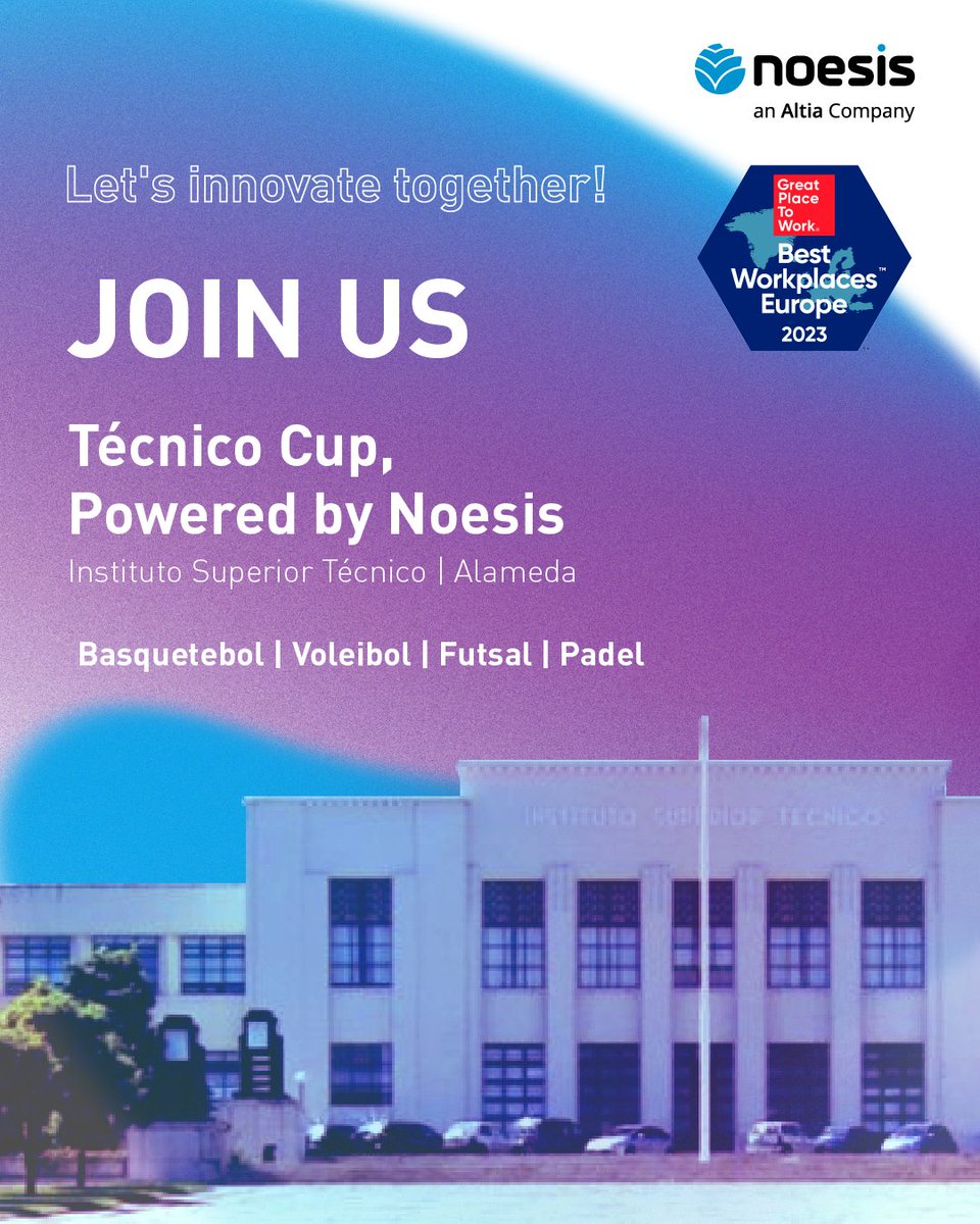 Get your game on at Técnico Cup! ⚽ On 11th May, Noesis will be the main sponsor of the much-awaited Técnico Cup, an event that aims to celebrate teamwork, camaraderie, and diversity. 💪🏼 It's gonna be a day to remember! 💭 #TécnicoCup #teamnoesis #challenge #gameon #sports