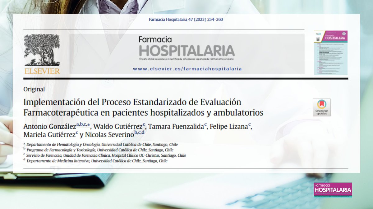 Implementación del Proceso Estandarizado de Evaluación Farmacoterapéutica en pacientes hospitalizados y ambulatorios #RevistaFarmaciaHospitalaria #HospitalPharmacy revistafarmaciahospitalaria.es/es-implementac…