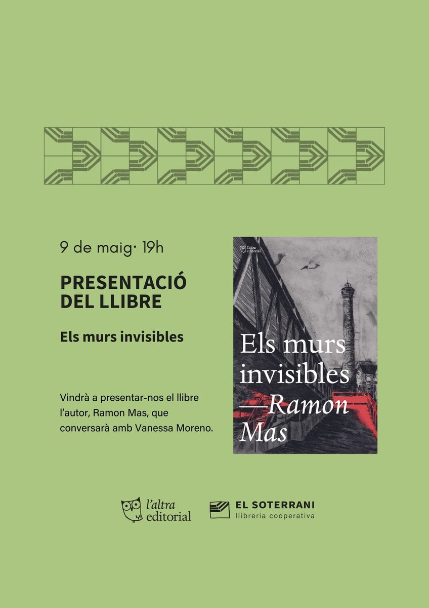 En un parell d'hores tindrem a casa nostra en Ramon Mas presentat-nos la seva novel·la Els murs invisibles editada per @laltraedi! #salaapunt #postStJordi
