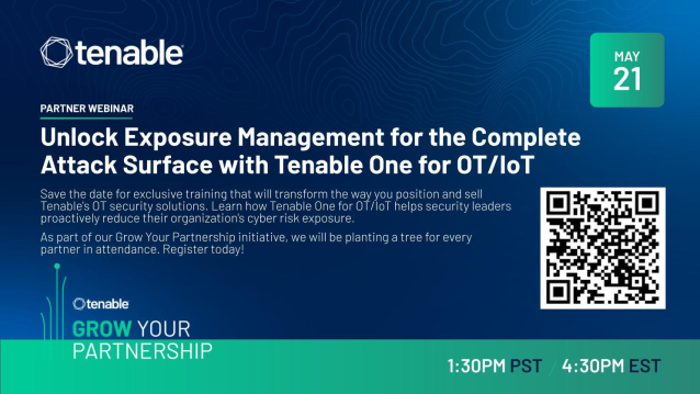 pcasano's tweet photo. Join #Tenable on May 21st for an exclusive #partner webinar focused on #TenableOne for OT/IoT security. Take advantage of this opportunity to enhance your expertise and drive business growth in the evolving landscape of OT security. #GrowWithTenable #OT... https://t.co/t4pgLOKDXQ https://t.co/Jc225tv6kD