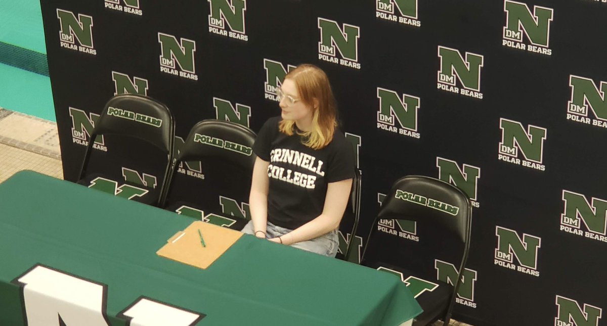North_Swimming's tweet photo. Congratulations to our NHS senior, Aquila, on signing your Letter of Intent to swim at @GrinnellCollege - @PioneerSwimming in the fall! All your hard work and determination with swimming and school paid off! Go be great! #gopioneers #pbn https://t.co/L41oDTNHwY