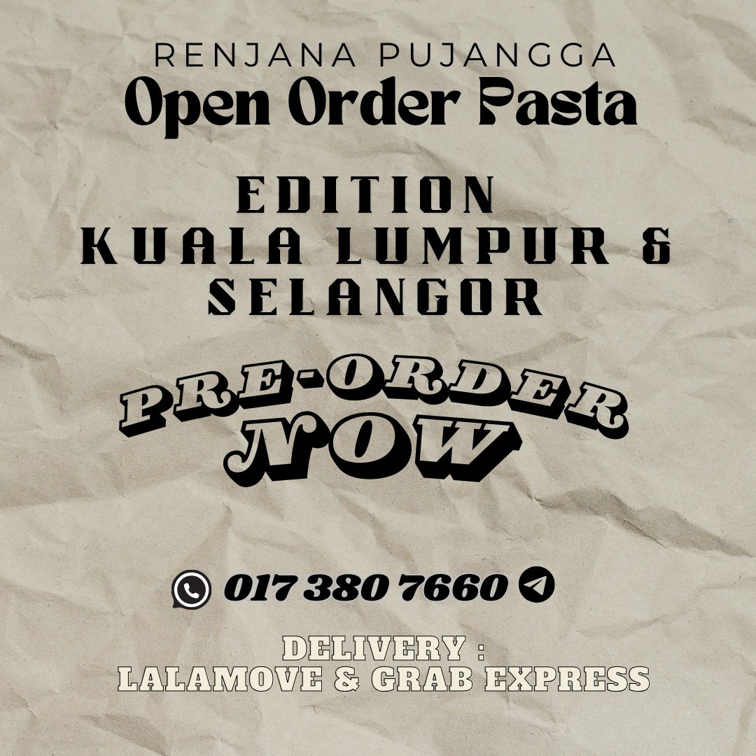 aechaibrahim's tweet photo. Kepada korang yang berada di Kuala Lumpur Dan Selangor, yang sudi support bisnes kecil saya ni

Korang boleh try pasta from Renjana Pujangga ni tau!

insyaAllah kita start open utk Cooking/Delivery this Monday/Tuesday ni Tau!

So korang ada masa lg utk pre-order! Lock dulu okay! https://t.co/fY8xlAvCZQ