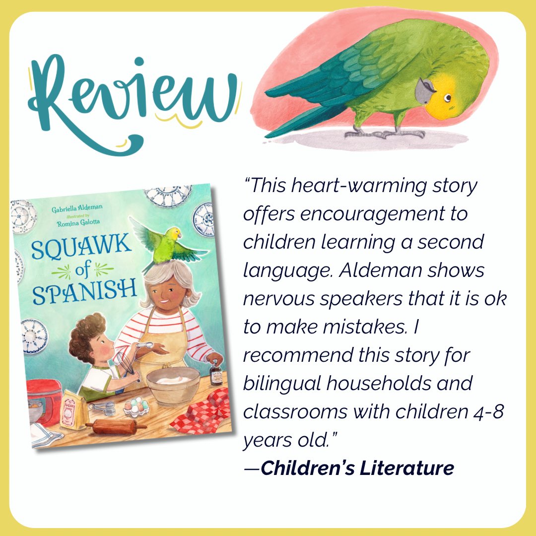Thrilled to share that Squawk of Spanish got its first trade review—how official! 🎉 Thank you, @CLreviews! Squawk of Spanish flies into bookshelves August 13 and is available for preorder now. 🔗 charlesbridge.com/products/squaw… @charlesbridge #LatinxKidLit #weneeddiversebooks