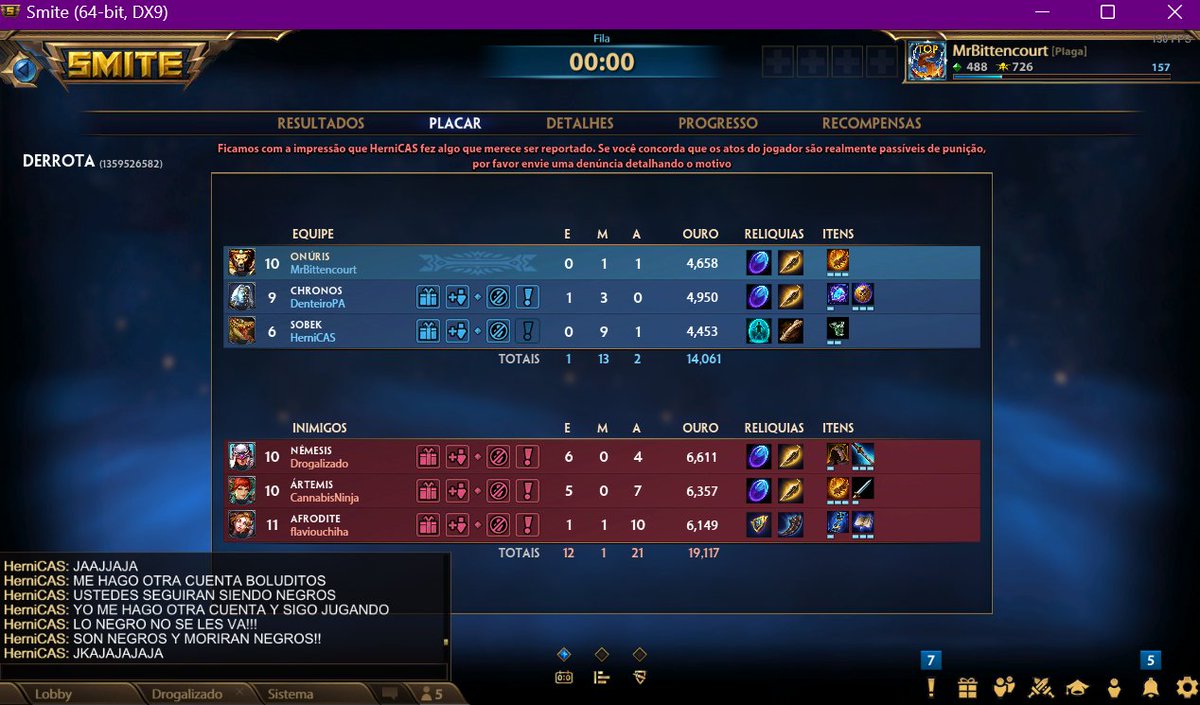 @HiRezStudios could you guys take away latam people from brazil server? its always like this, toxic, racist and almost all the times just trolling games