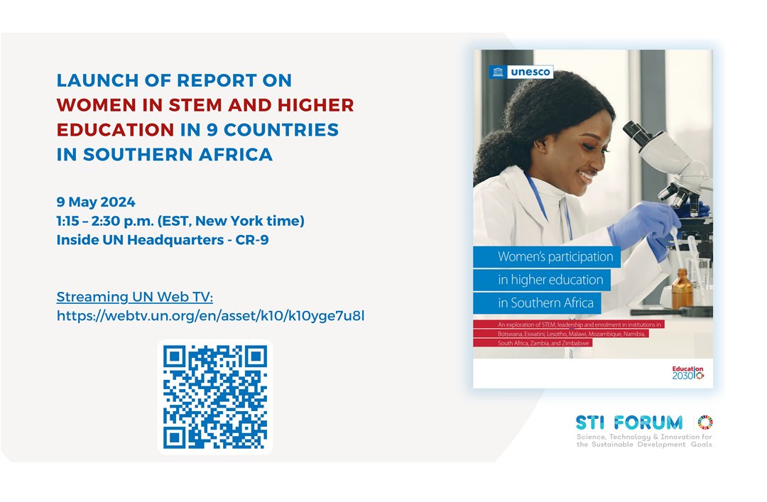 Fernando Perini (@fperini) on Twitter photo Join us for the Launch of <a href="/UNESCO/">UNESCO 🏛️ #Education #Sciences #Culture 🇺🇳</a>'s Report on Women in STEM and Higher Education in 9 Countries in Southern Africa at the #UNSTIForum. iesalc.unesco.org/en/evento/laun… Join us for the Launch of <a href="/UNESCO/">UNESCO 🏛️ #Education #Sciences #Culture 🇺🇳</a>'s Report on Women in STEM and Higher Education in 9 Countries in Southern Africa at the #UNSTIForum. iesalc.unesco.org/en/evento/laun…