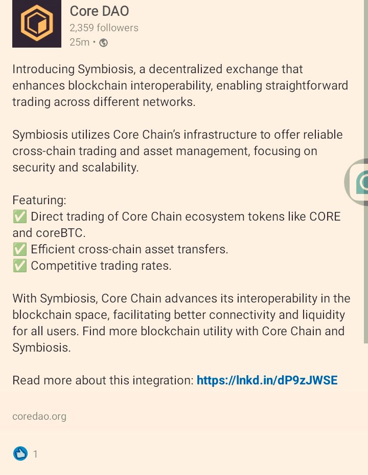I saw this on LinkedIn.
I think #CoreDAO is a token and there's another token called CoreBTC.
@Coredao_Org #Coretoshis