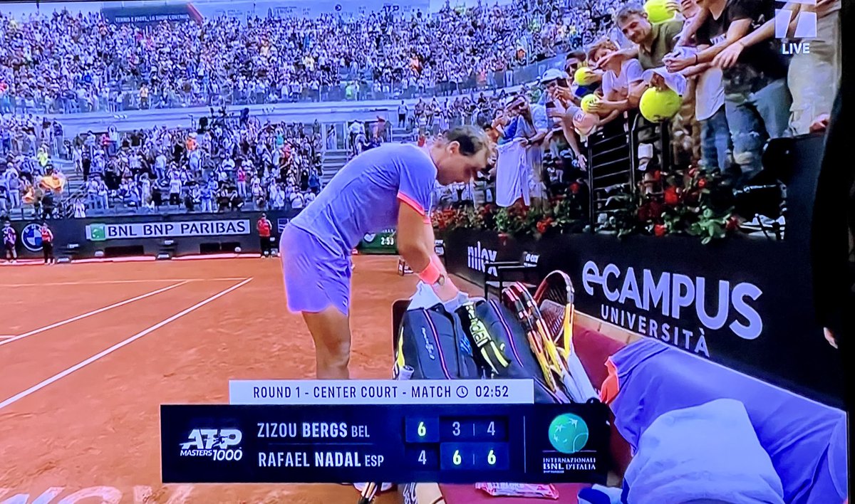 Congratulations Champ! You did it again. 👏 Rafa Nadal def Zizou Bergs 4-6, 6-3, 6-4. On to the 2nd round w/ Hubert Hurkacz. @RafaelNadal 🐐👑🥇