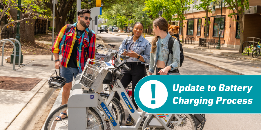 ⚠️ Important @ATXMetroBike Update! 🚴‍♂️ We're temporarily removing some e-bike batteries to charge them securely due to recent theft & battery failure. New equipment coming in July will provide a long-term solution. Thank you for your patience! Learn more: capmetro.org/metrobike