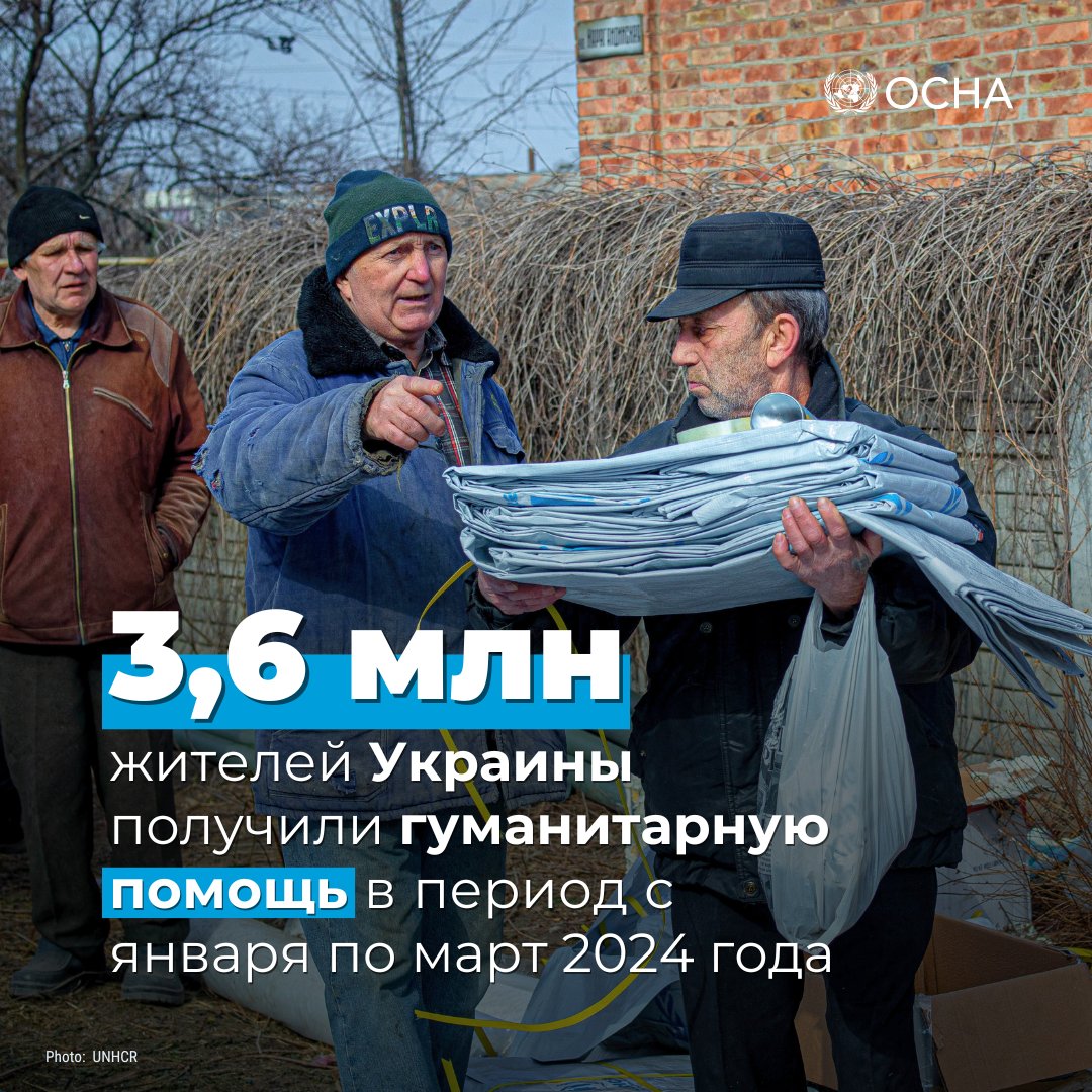 Украина: Российские нападения в первом квартале 2024 года привели к росту гуманитарных потребностей, особенно в прифронтовых районах. К концу марта ООН и ее партнеры оказали различную гуманитарную помощь 3,6 млн человек. Подробнее от @OCHA_Ukraine: reliefweb.int/report/ukraine…